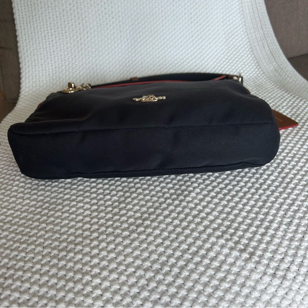 Coach Sawyer Navy Adjustable Crossbody with Tan Trim and Red Stitching - Picture 3 of 10